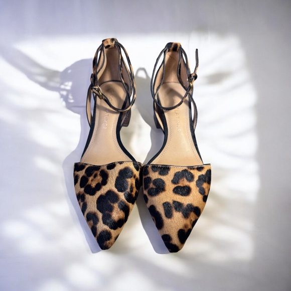 Gibson Latimer Calf Hair Leopard Block Heel Shoes | Size 6.5M | Ankle Strap - Picture 2 of 9